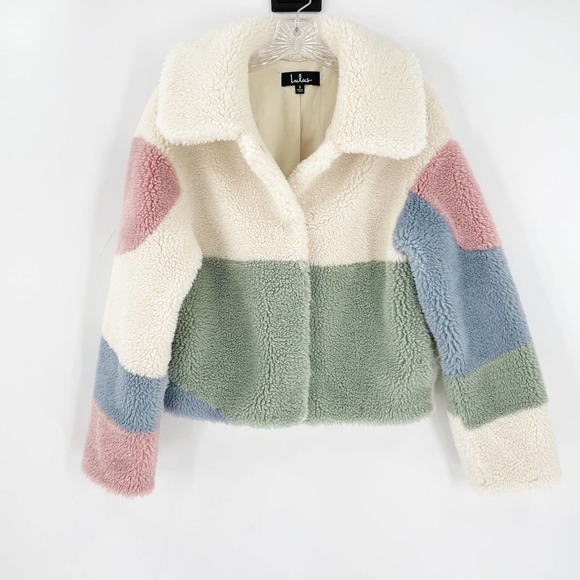 Lulu's Isn't She Cozy Cream Color Block Faux Fur Jacket - Picture 2 of 8